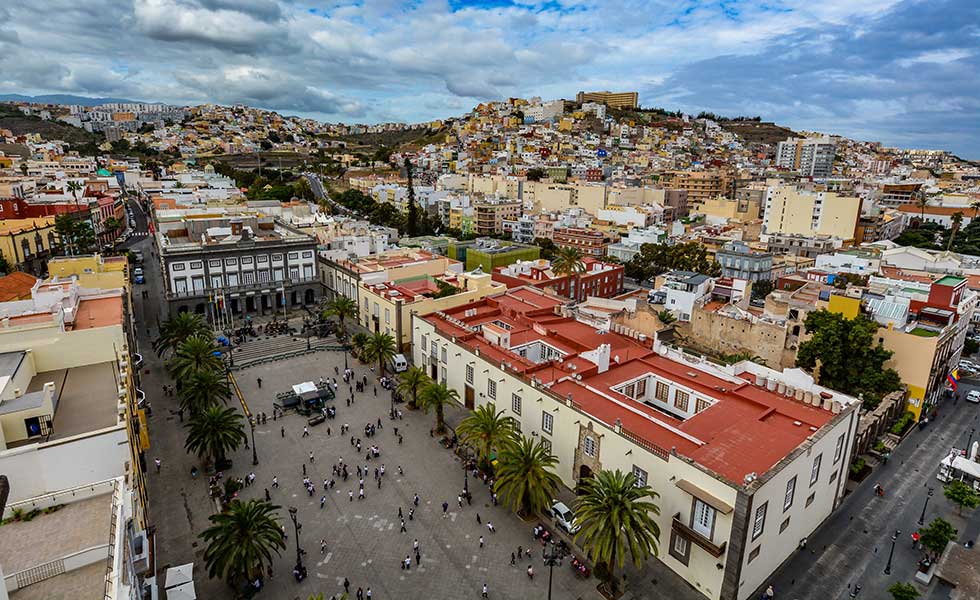 Panoramic view of Las Palmas de Gran Canaria from the Cathedral of Santa Ana