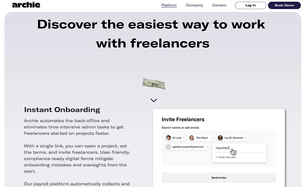 Archie saves time for customers by managing freelancers in a simple manner