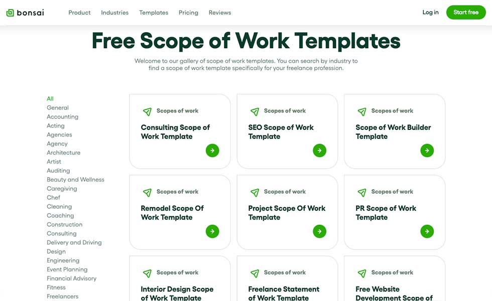 Bonsai templates